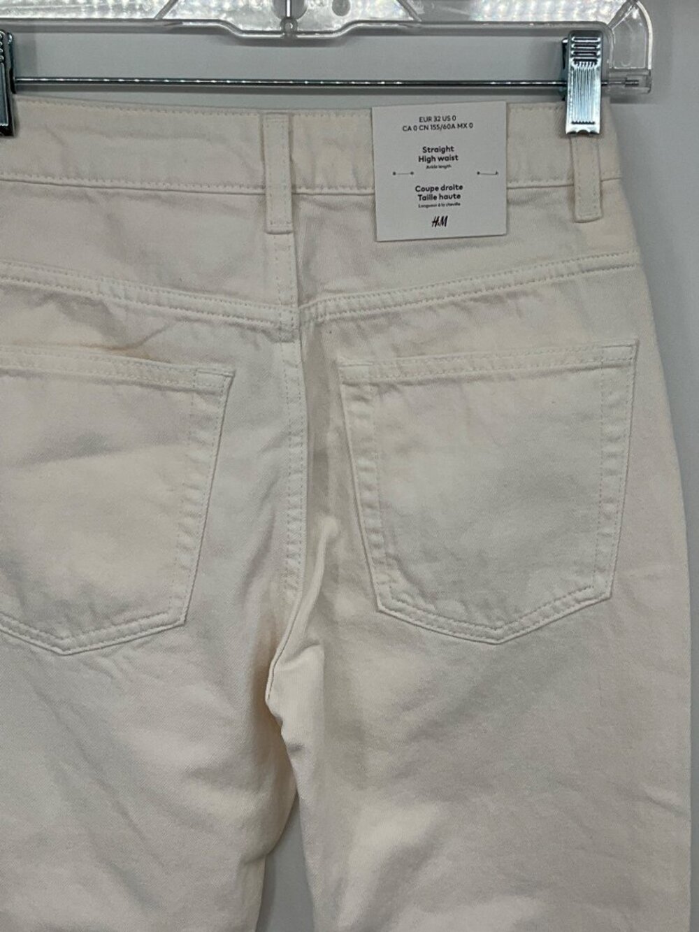 H&M Size 0 Straight High Waist Ankle-Length Jeans White NEW - Picture 4 of 9